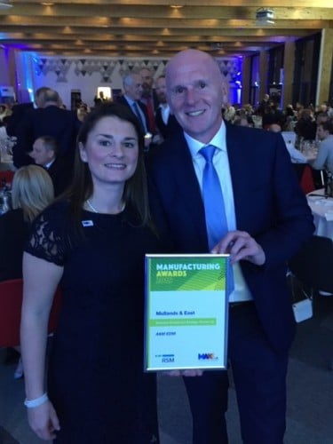 charlotte a mark 500 A&M EDM win Runner-up Business Growth & Strategy Award in Make UK Midlands & East Manufacturing Awards