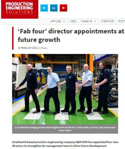 fab four pes 500 Manufacturing media coverage of new A&M directors